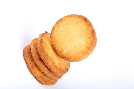 butter cookies on whiteの写真素材