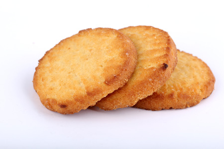 butter cookies on whiteの写真素材