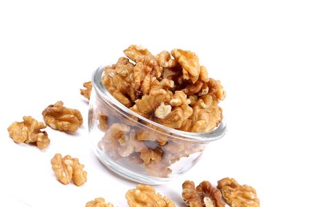 Walnuts isolated on white backgroundの写真素材