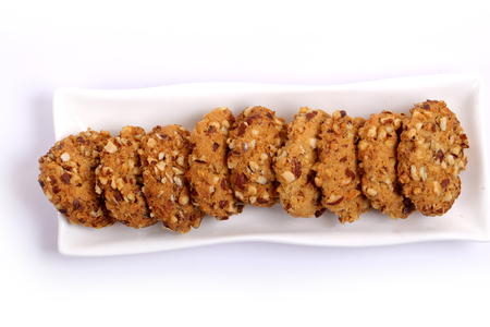 almond cookies on white backgroundの写真素材