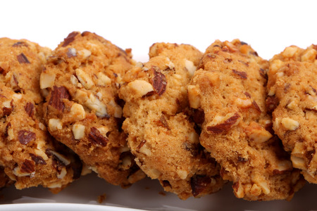 almond cookies on white backgroundの写真素材