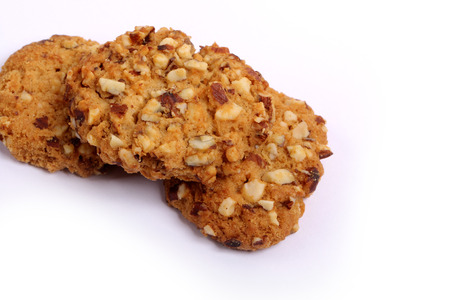 almond cookies on white backgroundの写真素材