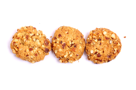 almond cookies on white backgroundの写真素材