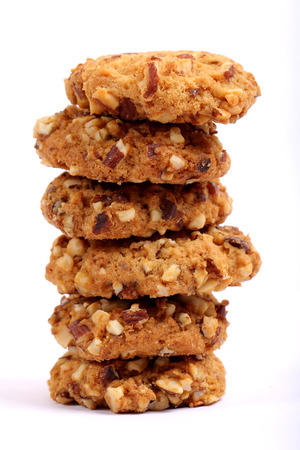 almond cookies on white backgroundの写真素材
