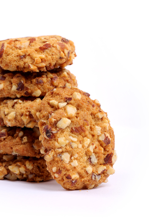 almond cookies on white backgroundの写真素材