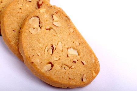 Italian Biscotti in white, almond cookies in white backgroundの写真素材