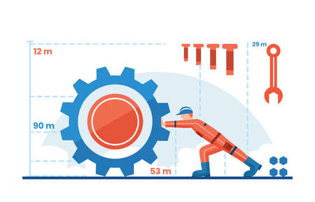 Mechanical engineering character flat illustration