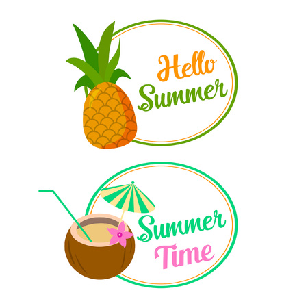 Hello summer labelsのイラスト素材
