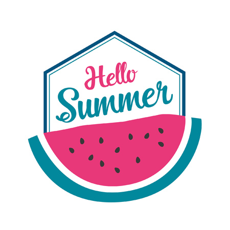 Hello summer with watermelon iconのイラスト素材