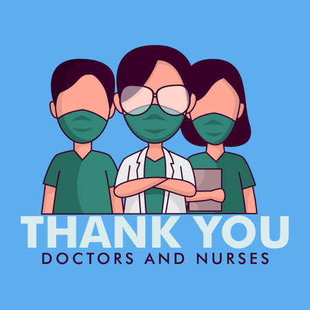Thank you doctors and nurses illustration vectorのイラスト素材