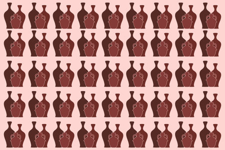Seamless pattern with ceramic vases on a pink background.のイラスト素材