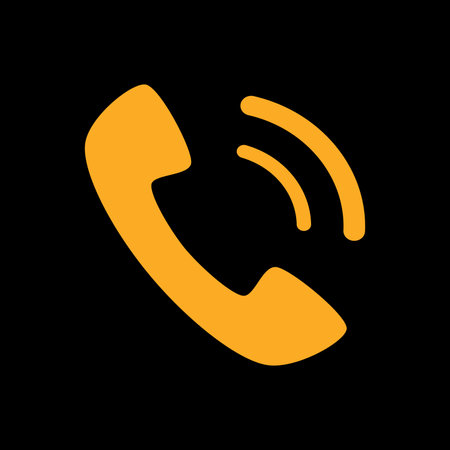The handset icon. Phone symbol. Flat Vector illustration. Yellow icon on black background.のイラスト素材