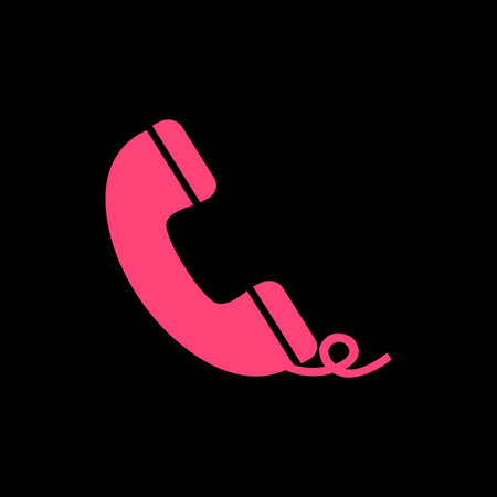 Phone sign illustration. Vector. Pink icon on black background. Old phosphor monitor. CRT.のイラスト素材
