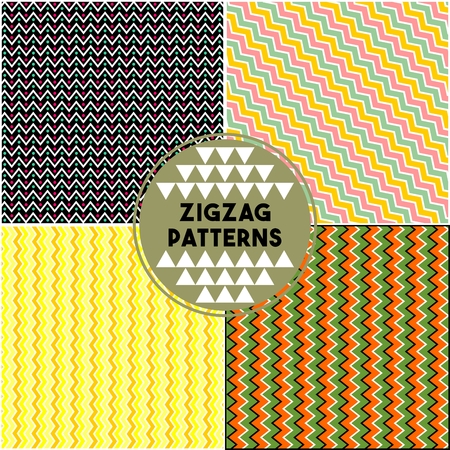 Set Of 4 Seamless Zigzag Patterns/Backgroundsのイラスト素材