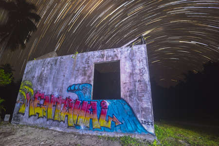 beautiful of nature startrail landscapeのeditorial素材