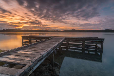beautiful sunset and sunrise landscape around of Mentawai islandの写真素材