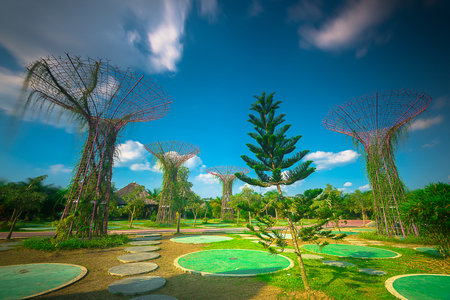 Taman Jambi Paradise is like Garden by the Bay in Singapore. beautiful scenery, suitable for relaxing fun, location in Jambi City, Indonesia.の写真素材
