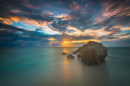 Beautiful sunset views all over the coast of the Mentawai Islands, West Sumatra, Indonesia. The...