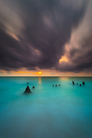 Beautiful sunset views all over the coast of the Mentawai Islands, West Sumatra, Indonesia. The...