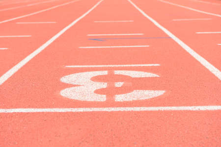 The run track in a stadiumの写真素材