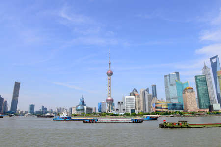 Beautiful buildings on the bund in Shanghai, Chinaのeditorial素材