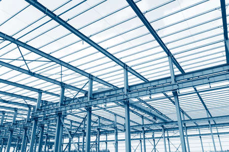 Steel structure workshop is under constructionのeditorial素材