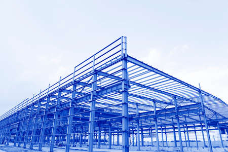 Steel structure workshop is under constructionのeditorial素材