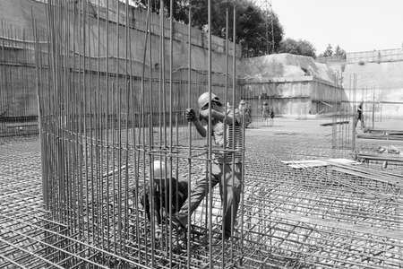 Construction workers work in the construction siteのeditorial素材