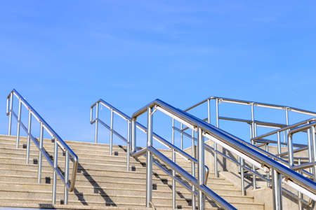 The steps of the stainless steel handrailsの写真素材