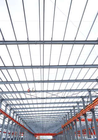 Steel structure workshop is under constructionのeditorial素材