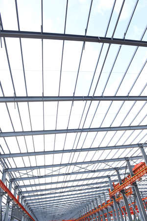 Steel structure workshop is under constructionの写真素材