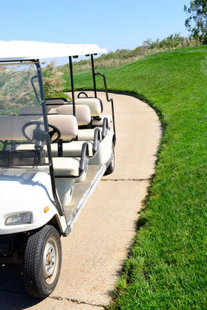 Golf cart in a golf courseの写真素材