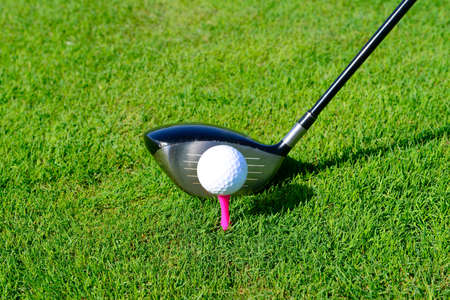Playing golf on the grassの写真素材