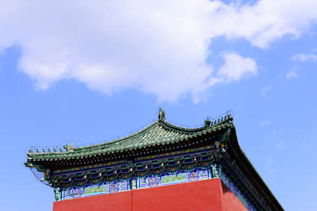 The architecture of the temple of heaven park is in Beijing, China 