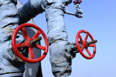 Oil pipelines and switches in oil fields の写真素材