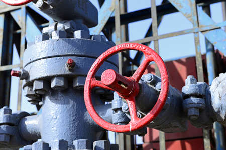 Oil pipelines and switches in oil fields の写真素材