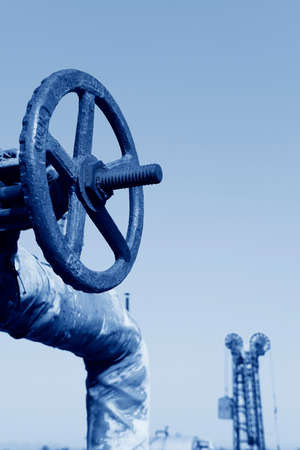 Oil pipelines and switches in oil fields の写真素材