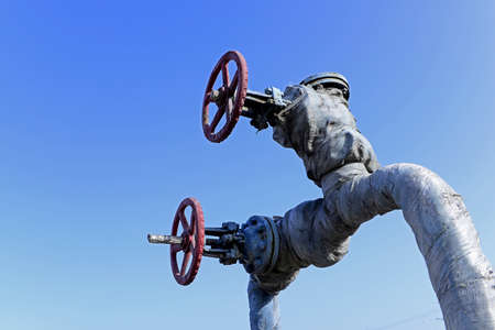 Oil pipelines and switches in oil fields の写真素材