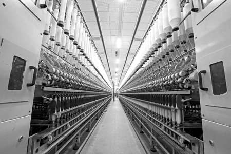 The modern spinning machine works in the workshopのeditorial素材