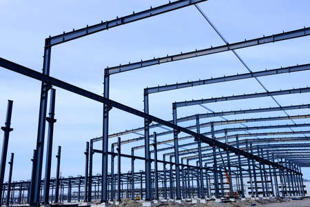 Steel frame construction plant under constructionのeditorial素材