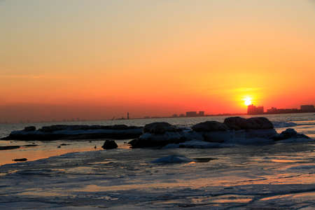 The evening scenery of the seaの写真素材