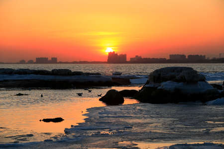The evening scenery of the seaの写真素材