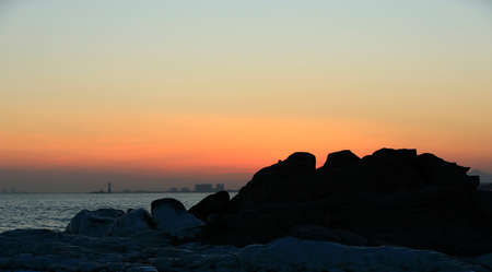 The evening scenery of the seaの写真素材