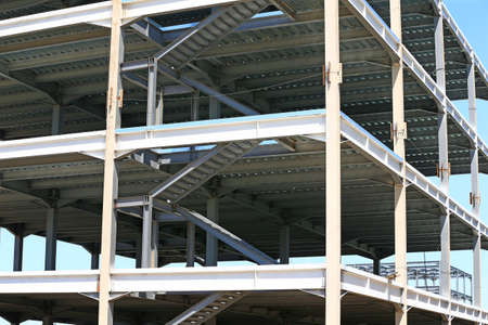 The steel frame structure under construction