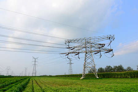 High piezoelectric tower in the background of blue sky