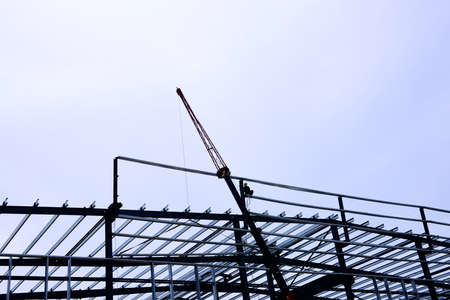 The steel frame structure is under construction