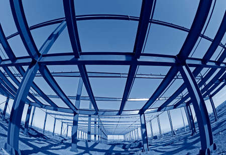 Steel structure workshop is under constructionの写真素材