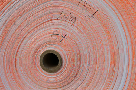 Coiled fibers, close-up photos, in the factoryの写真素材