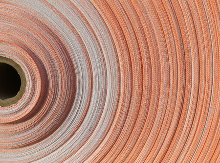 Coiled fibers, close-up photos, in the factoryの写真素材