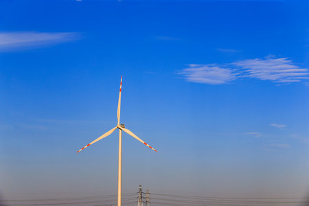 Windmill in the blue sky backgroundの写真素材